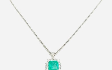 Gioielleria Corvino - 18 kt. White gold - Necklace with pendant Emerald