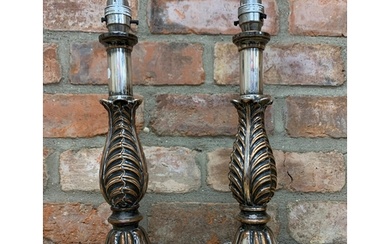 Good pair of converted old Sheffield plate table lamps, with...