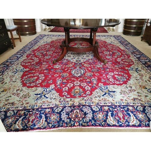 Good quality hand knotted Persian wool carpet square { 395cm...