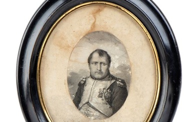 Grande miniatura con cornice in legno con ritratto di Napoleone