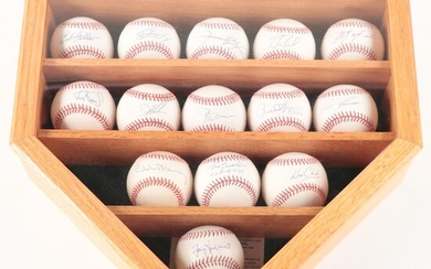 Griffey Jr., Yastrzemski, Bonds, More Signed Baseballs in Wooden Display Case