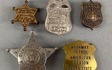 Group of 5 Vintage Badges