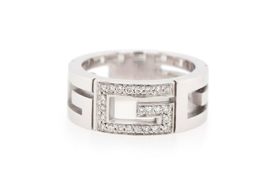 Gucci - 18 kt. White gold - Ring Diamond - 'G' Logo