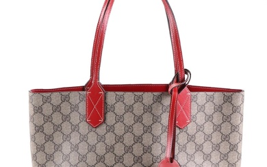 Gucci Reversible Small Tote in GG Coated Canvas and Red Leather