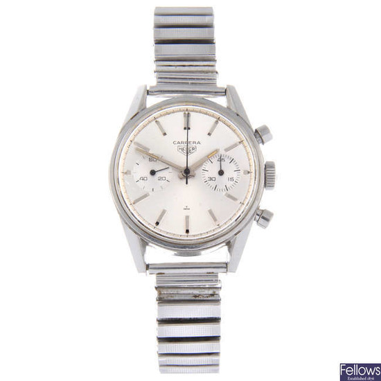HEUER - a gentleman's stainless steel Carrera chronograph bracelet watch.