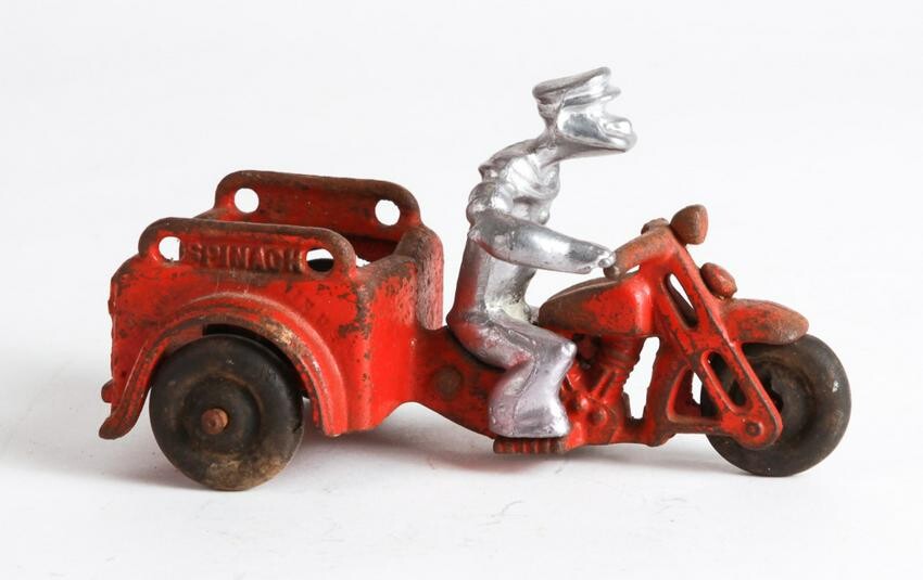 HUBLEY CAST IRON POPEYE SPINACH MOTORCYCLE