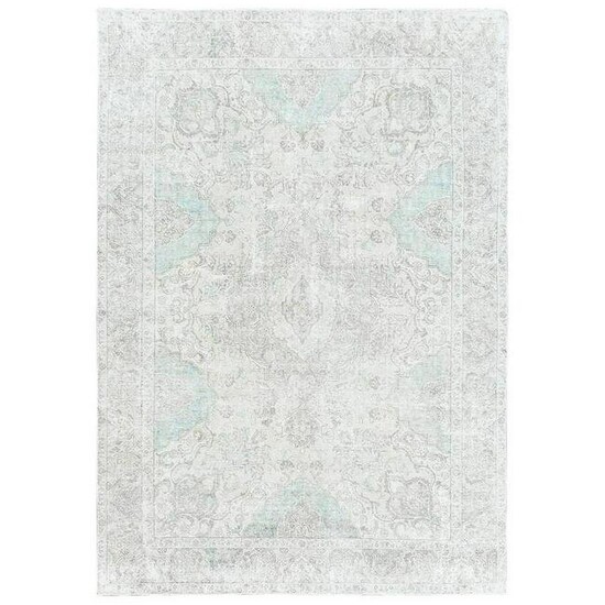 Hand Knotted Ivory Vintage White Wash Persian Tabriz