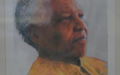 Harold Riley lithograph print of Nelson Mandela signed in...