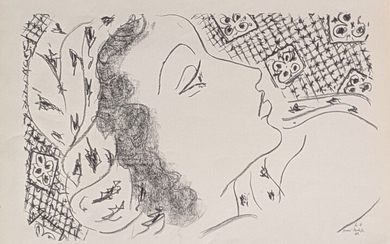 Henri Matisse (1869-1954), portrait d'une dame, lithographie, signé dans la planche, H.32.5cm L.24.5cm