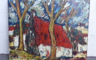Henry Maurice D'ANTY (1910-1998) Les toits rouges huile sur toile signée en bas à gauche...
