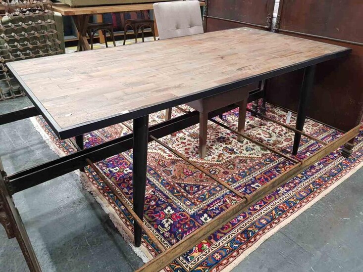 Industrial Metal Base Dining Table with Recycled Top (H:76 x L:180 x W:90cm)