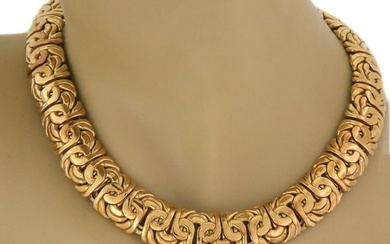Italian Byzantine Necklace 18k Yellow Gold 17mm Wide Colla 134gr