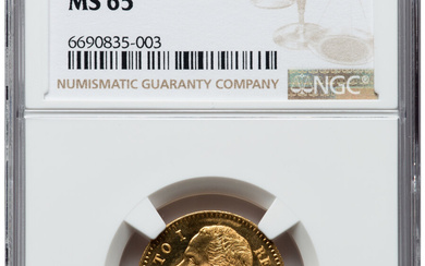 Italy: , Umberto I gold 20 Lire 1882-R MS65 NGC,...