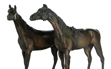 Jules Moigniez (1853-1894) - Pair of Horse Figure Bronze Sculptures