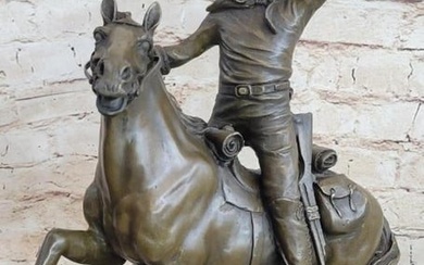 Kauba Inspired Shooting Cowboy Bronze Sculpture - 16" x 11"