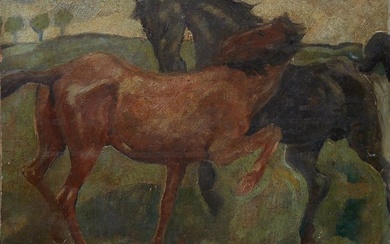 Knute Heldner (Swedish/Minnesota & New Orleans, 1877-1952), "Two Horses at Play, an Early Study,"