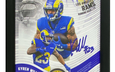 Kyren Williams Rams 15x17 LE Custom Framed Display with Piece of Game-Used Football
