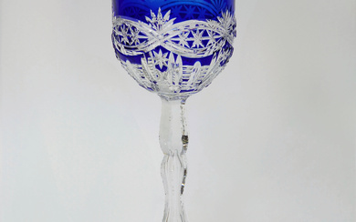 LARGE BOHEMIAN CUP IN CUT AND BLOWN GLASS.