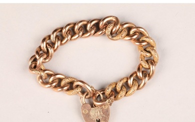 Ladies 9 carat rose gold curb link bracelet engraved links w...