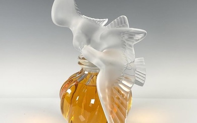 Lalique Crystal Perfume Bottle With Pair of Lovebirds Factice