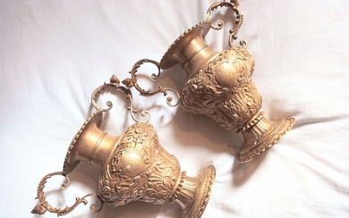 Lamp base (2) - Brass, Gilt - Second half 19th century