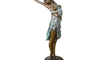 Large Art Deco Bronze Dancer, Signed C.P. Calnet