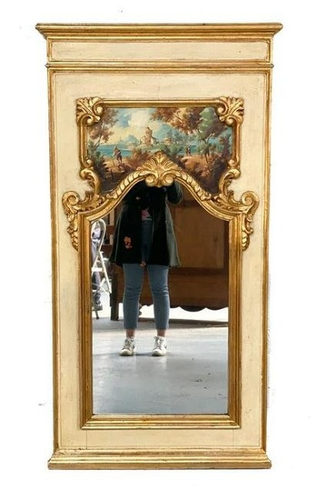 Large Continental Hand Painted Wall Mount Mirror