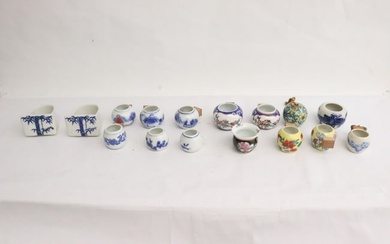 Large lot of Chinese porcelain bird feeders