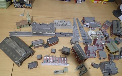 Large quantity of OO scale model railway buildings, card, pl...
