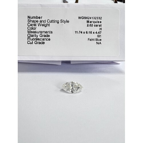 Loose diamond,2.02ct Marquis cut diamond,H colour,si2 clarit...