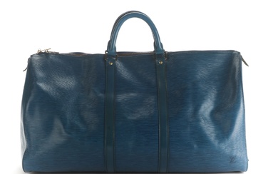 Louis Vuitton. Blue weekend/travel bag. Model, Keepall 55.