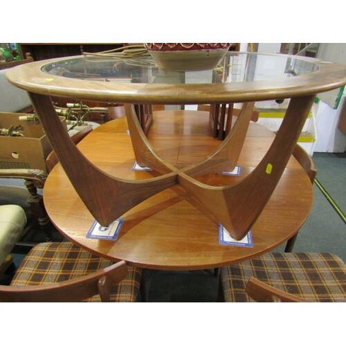 MID CENTURY COFFEE TABLE, circular glass top coffee table, 3...