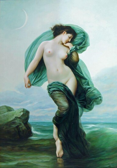 Manner of William-Adolphe Bouguereau, late 20th/early 21st century- The Birth of Venus; oil on canvas, 90 x 60 cm (ARR)