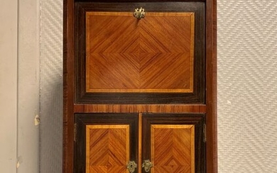 Master cabinet: folding secretary (h. 35cm) - Transition Style - Bronze, Marble, Rosewood, Tulipwood - Around 1900