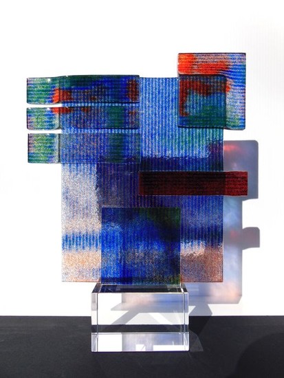 Maxence Parot - Unique sculpture Relief and colors 26cm - Glass