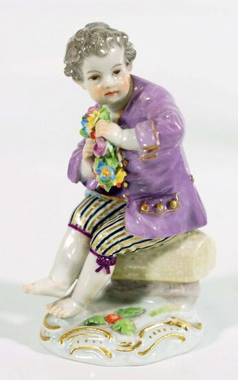 Meissen Signed Porcelain Figure With Purple Coat