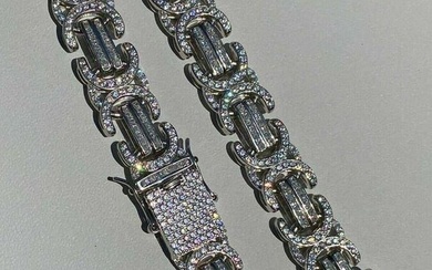 Men's Custom 14mm Wide Byzantine Custom 925 Designed Encrusted Link Chain