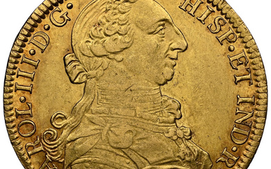 Mexico: , Charles III gold 8 Escudos 1774 Mo-FM AU55 NGC,...