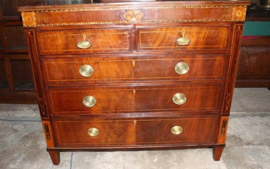 Mid 19th century antique inlaid chest or draws, featuring boxwood...