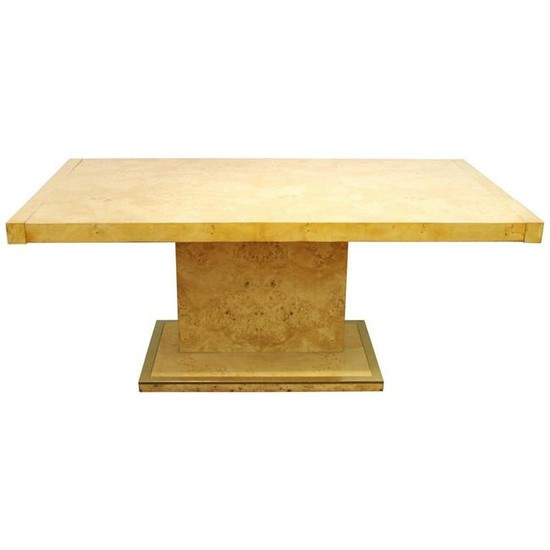 Milo Baughman Style Burl Wood Dining Table