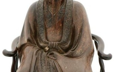 Ming Dynasty Brown-Lacquered Figure of a Seated