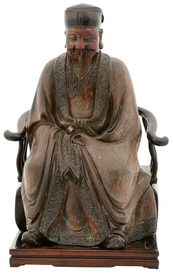 Ming Dynasty Brown-Lacquered Figure of a Seated