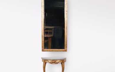 Mirror with console table, first half of the 20th century.