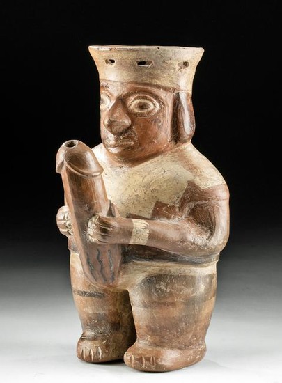Moche Polychrome Drinking Vessel - Ithyphallic Warrior