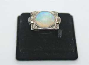 N/A - 18 kt. White gold - Ring Opal - Diamonds