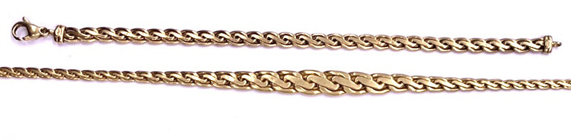NECKLACE and BRACELET in yellow gold 750 thousandths Lengths: 19 cm (bracelet) / 42 cm (necklace). Gross weight : 22.86 gr. A set of yellow gold necklace and bracelet