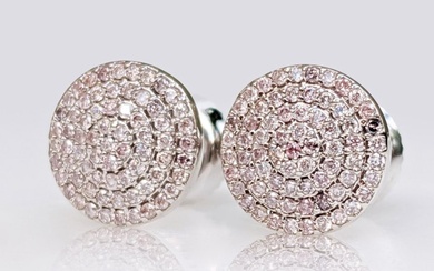 ***NO RESERVE*** 0.30 Carat Fancy Pink Diamond - 14 kt. White gold - Earrings