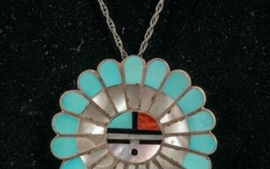 Native American Sterling Silver, Pearl & Turquoise