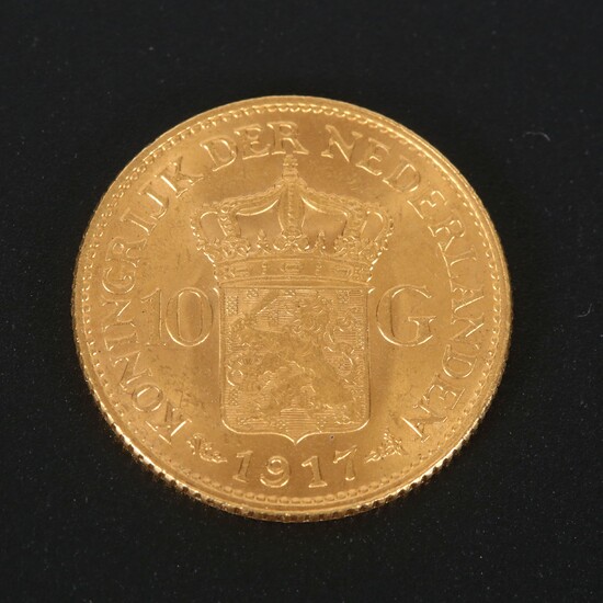 Nederland - Gouden 10 Gulden, Wilhelmina 1917
