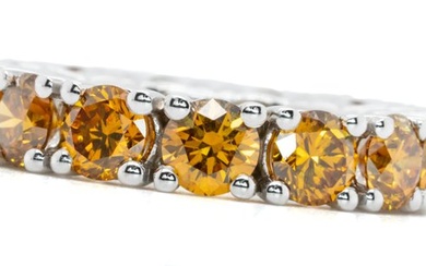 *No Reserve* - 18 kt. White gold - Eternity ring - 5.42 ct Diamond - Fancy Deep Yellowish Orange VS-SI